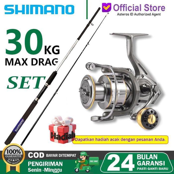 Shimano Joran Pancing Carbon 180-300Cm & Reel Metal Spinning 1 Set Murah Dengan Pengoperasian Halus 