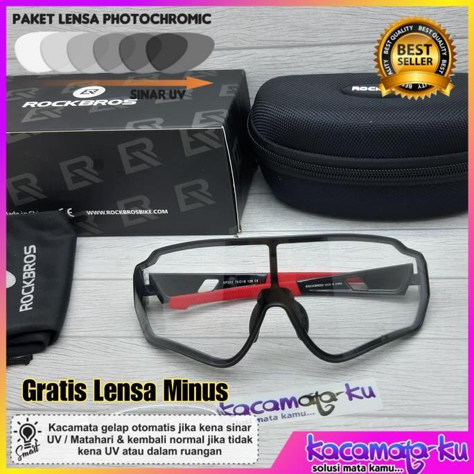 Kacamata Gowes Sepeda Mata Minus Photocromic UV Rockbros Original