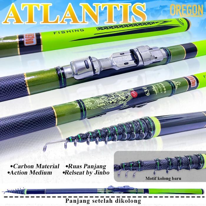 Joran Tegek Kolong Oregon Atlantis Bahan Carbon Karakter Medium Dengan Action Kaku Dan Panjang Ruas 