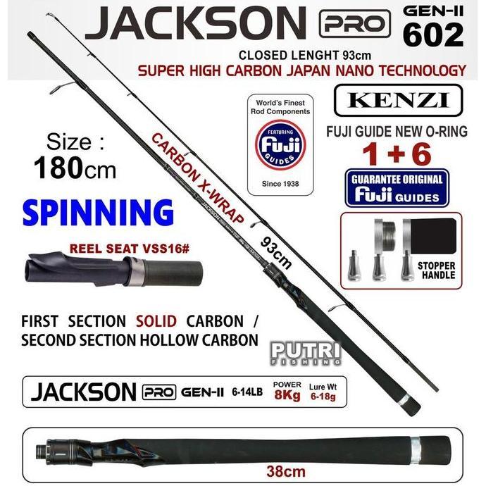 NEW JORAN KENZI JACKSON PRO 602 Generasi II  - Spinning Rod Carbon Solid Carbon X-Wrap Cocok untuk H