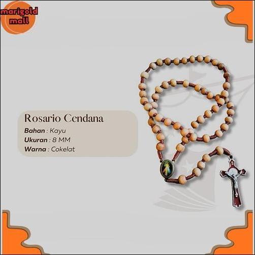 Termurah Kalung Rosario 77 Bapa Kami Kayu Cendana 8 Mm Souvenir Rohani Katolik Pria Wanita Tali Lili