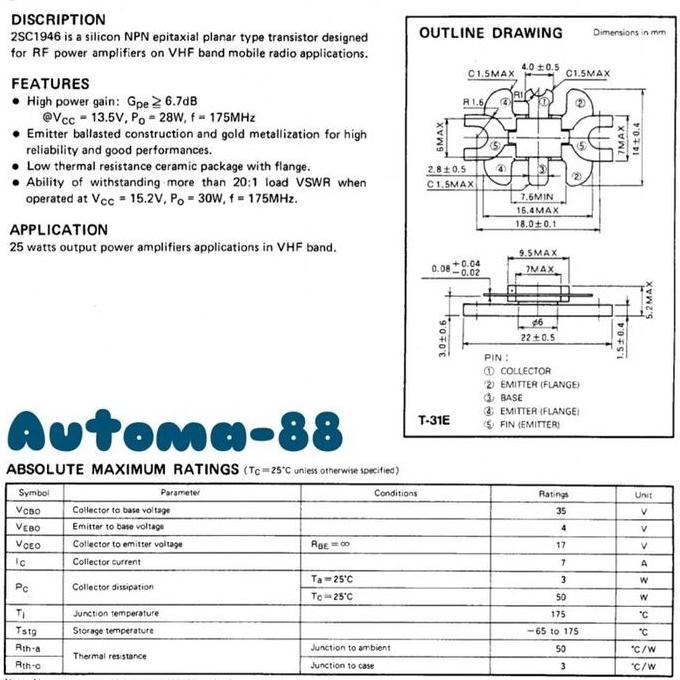 New- C1946 Transistor RF Mitsubishi 2SC1946 C-1946 C1946