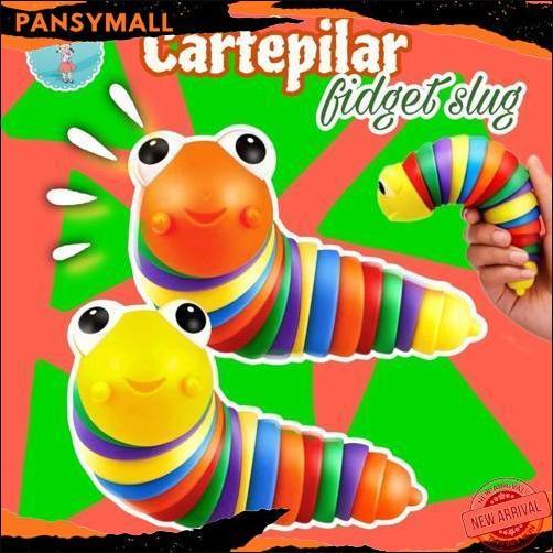 Cod Mainan Cartepilar/Mainan Anak Ulat Pelangi Finger Slug/Mainan Ulat Ulatan Meringkuk Fidget Slug/