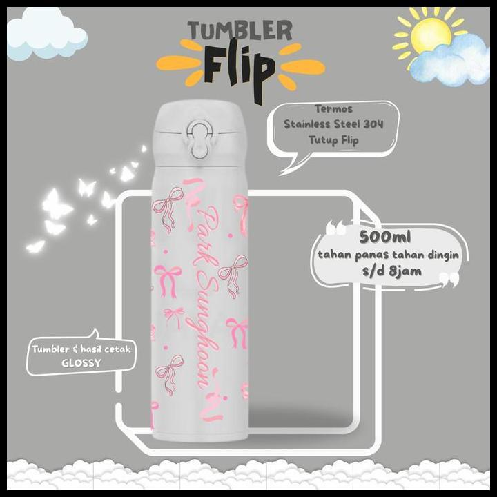 Harga Promo Tumbler Custom Nama Coquette Motif Pita 500Ml & 750Ml