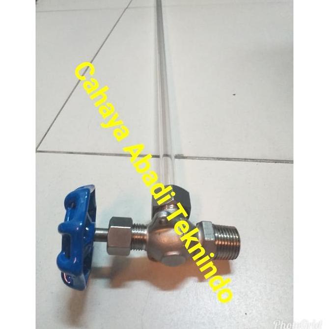 Kran Penduga Ss316 Ukuran 3/4" ( 1Set + Pipa ) Sight Glass / Kran Kaca Asli
