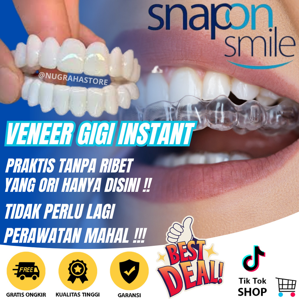 KUAT DI PAKAI MAKAN Snap on Smile 1 Set Atas Bawah Pasta Gigi Pemutih Memutihkan Gigi Kuning Penghil