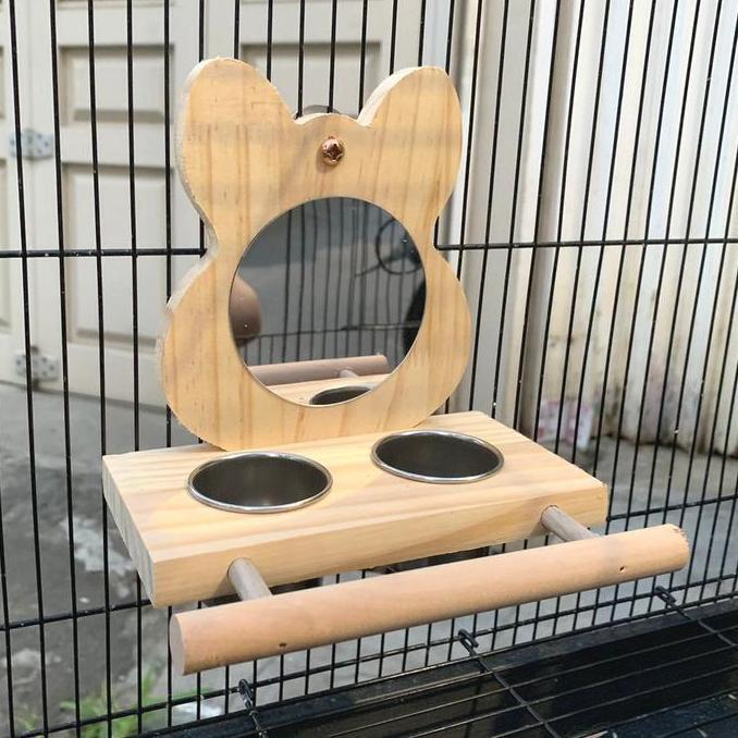 MAINAN TEMPAT MAKAN MINUM BURUNG PARROT BERMAIN + CERMIN AVR-LQ-0102