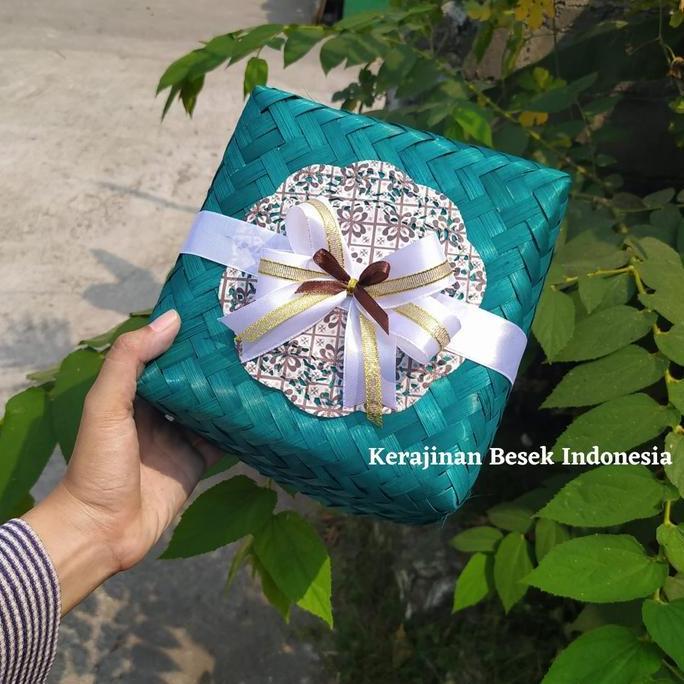 hanya disini] GROSIR Sepasang besek 15-30cm warna pita Box nasi snack roti Hampers syukuran seseraha