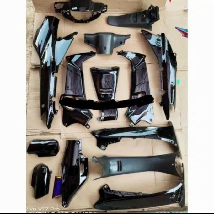 Cover Body Full Set Kasar Halus Hitam Kilap Supra X 100 / Supra Fit