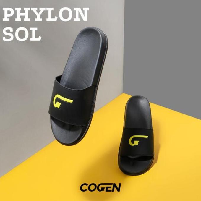 Cogen Sandal Slop Pria Sendal Slide Phylon Sol Signage Collection - Yellow