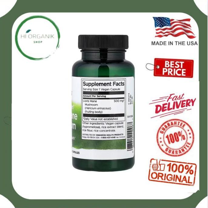 Swanson Full Spectrum Lion'S Mane Mushroom Lions Mane 500 Mg 60 Vegan Capsules Original