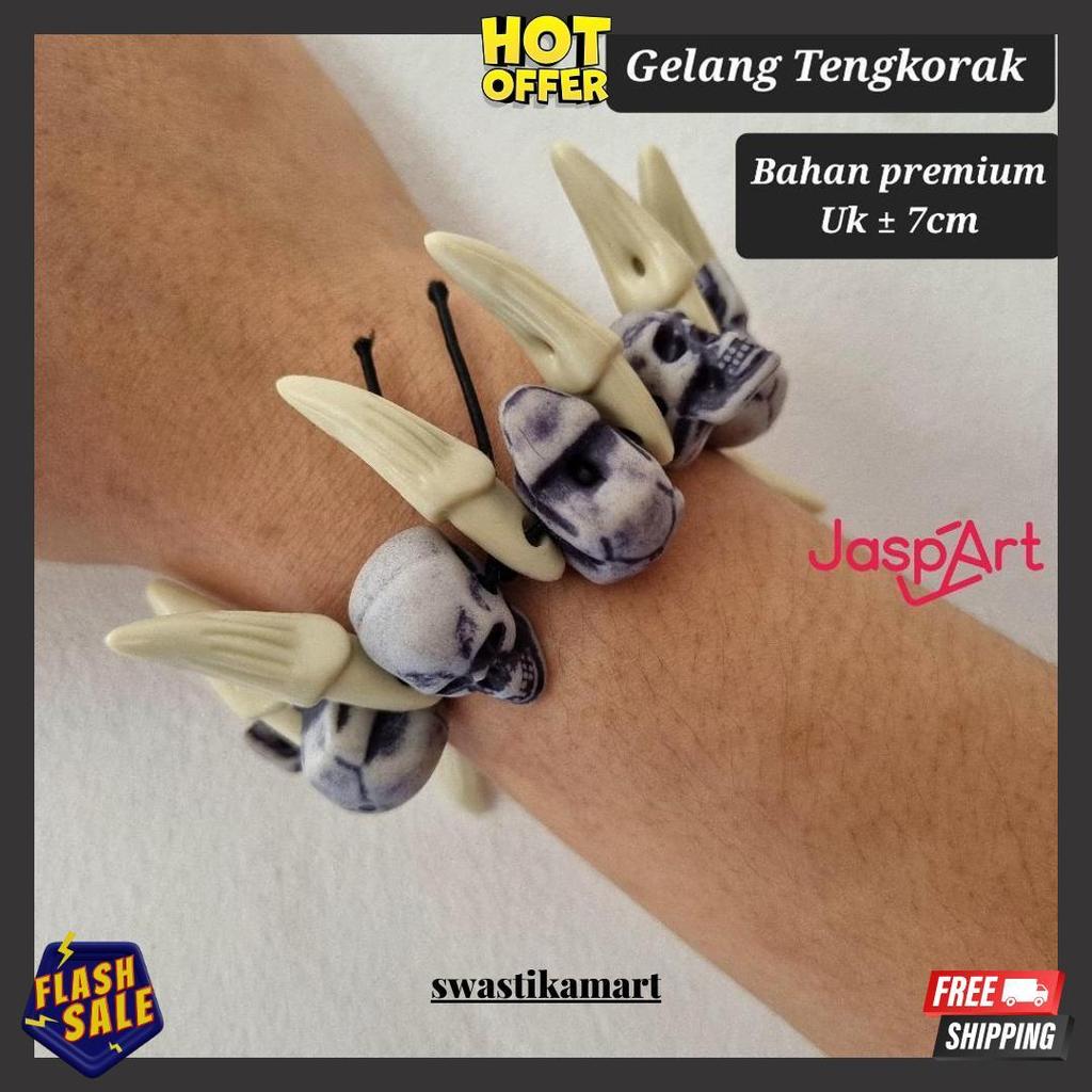 Gelang Tangan Aksen Kepala Tengkorak Gelang Tengkorak Taring Gelang Halloween Gelang Unik Termurah B