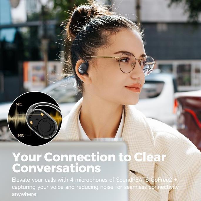 SoundPEATS GoFree 2+ Open-Ear Earbuds for Optimal Fit Go Free 2+ 2 Plus GoFree2