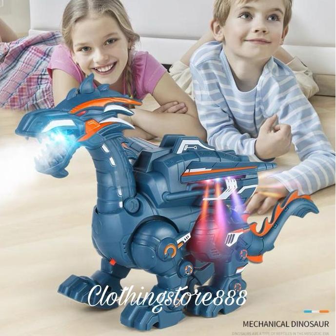 Mainan Dragon Robot Spray Dinosaurus Naga Asap Dinosaur Led Thunder