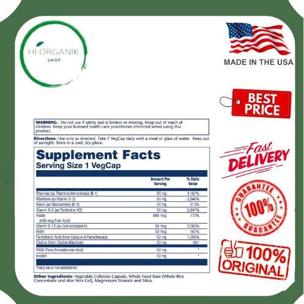 Solaray Vitamin B Complex 50 Mg 50 Veg Caps Original