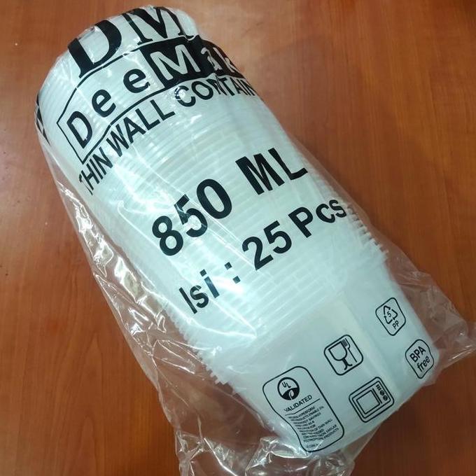 New- Thinwall Mangkok 850ml R Datar - Mangkuk 850 ml Datar isi 25pcs