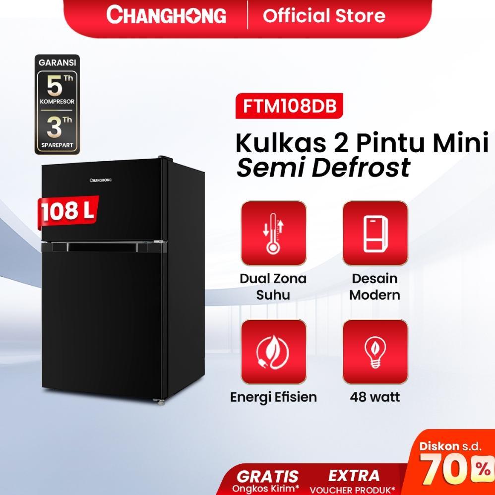 [READY STOCK] New Changhong Kulkas 2 pintu Mini (Refrigerator) Lemari Es Kapasitas 108 Liter Black F