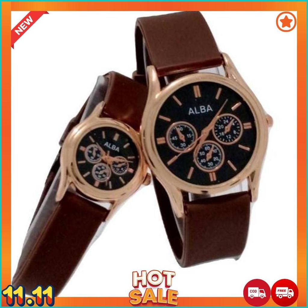 JAM TANGAN COUPLE/PRIA/WANITA ALBA COUPLE STRAP RUBBER COD