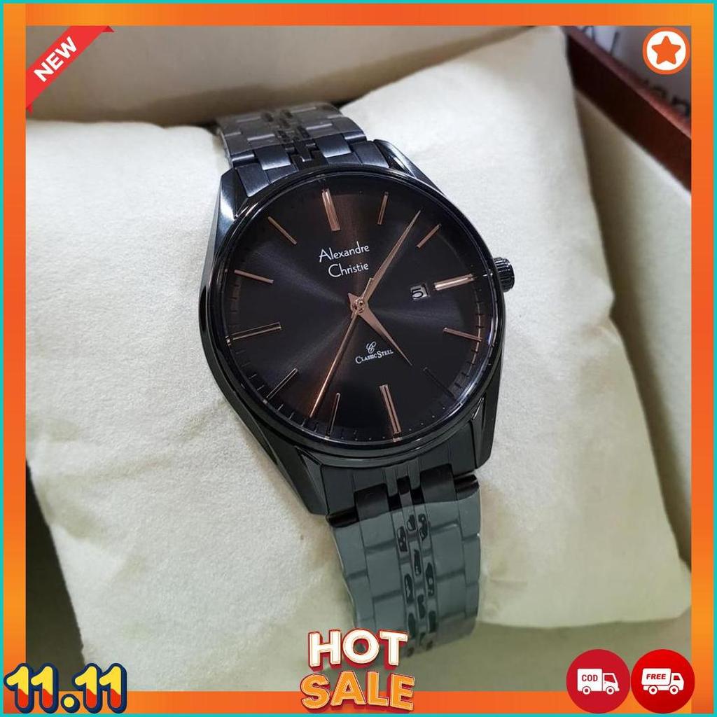 JAM ORIGINAL ALEXANDRE CHRISTIE AC8588 WANITA STAINLESS STEEL HITAM COD