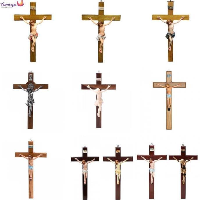 Aneka Salib Gantung Katolik - Salib Dinding Katolik 30Cm - Salib Kayu Katolik Kayu Fiber Resin Pajan