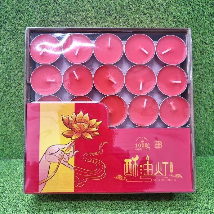Lilin Bulat Gepeng Kecil Isi 100 / Kotak | Merah Dan Kuning