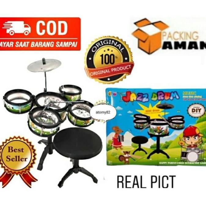 Mainan Jazz Drum Dram + Kursi Anak Set - Sh 1234 Mainan Anak Anak