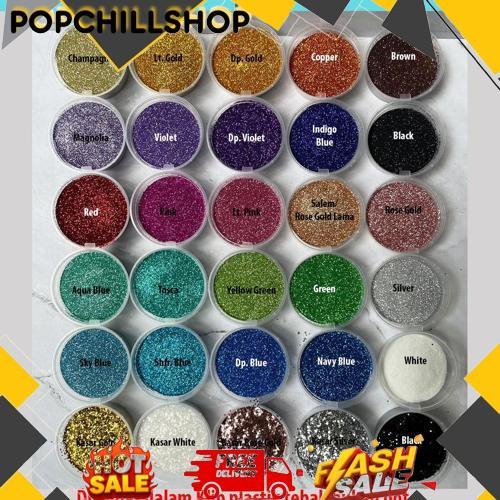 Cuci Gudang 100G Glitter Bubuk Powder Gliter Serbuk Glitter Bahan Henna, Slime, Nail Art, Resin