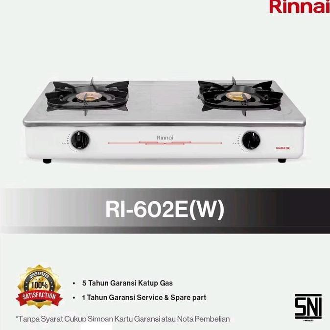 Kompor gas rinai rinnai 2 tungku stenlis stainless RI-602EW putih