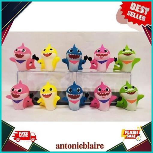 Original Topper Baby Shark Set Lucu Hiasan Kue Ulang Tahun Dekorasi Birthday Cake Mainan Pajangan Ik