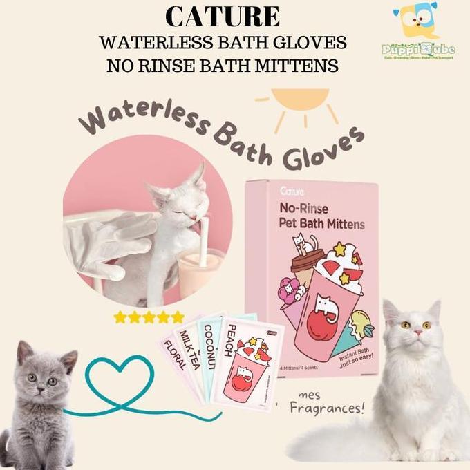 Cature Spa Gloves - No Rinse Bath Mittens For Dog & Cat