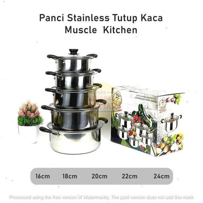 Panci Stainless Tutup Kaca Texania 555 24cm