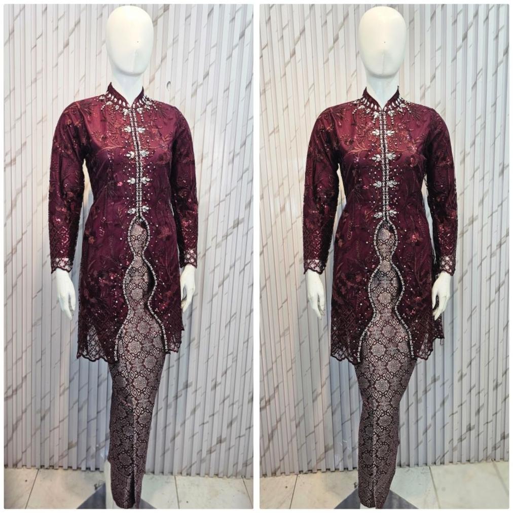kebaya Fatmawati tille payet Tunik kombinasi payet mutiara