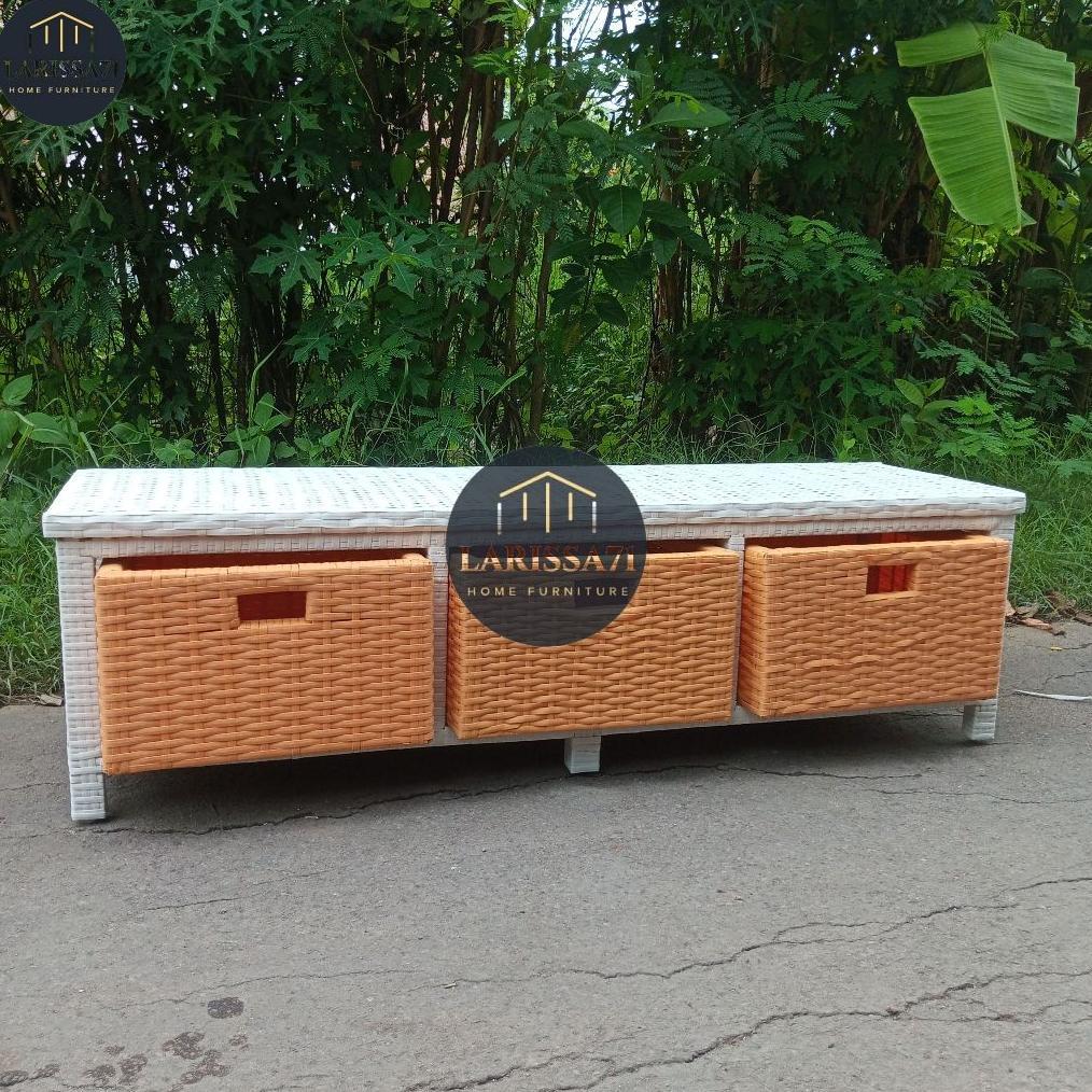 Meja Tv Minimalis Rotan Sintetis Lemari Plastik Rotan Sintetis 3 Laci