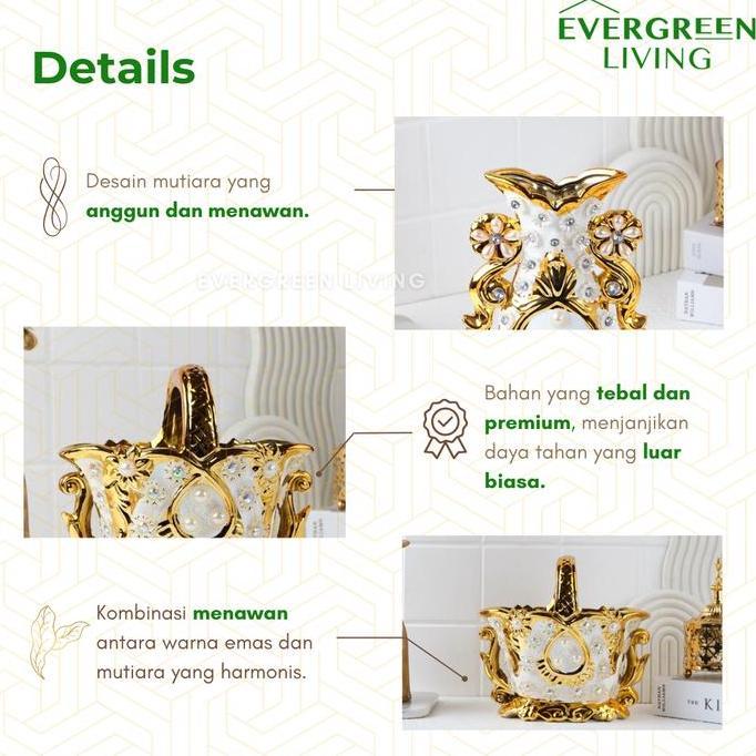 [Ev] Pajangan Dekorasi Display Mutiara Emas Hiasan Wedding Gold Dekorasi Ruangan Ornament Unik Mewah