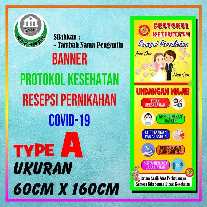 NEW SPANDUK BANNER PROTOKOL KESEHATAN WEDDING RESEPSI PERNIKAHAN ORI