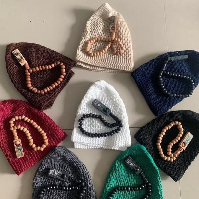 [Paket] Peci Tasbih sovenir Tahlilan / Peci Rajut Souvenir Tahlilan 1000 harian / Peci Tasbih Souven