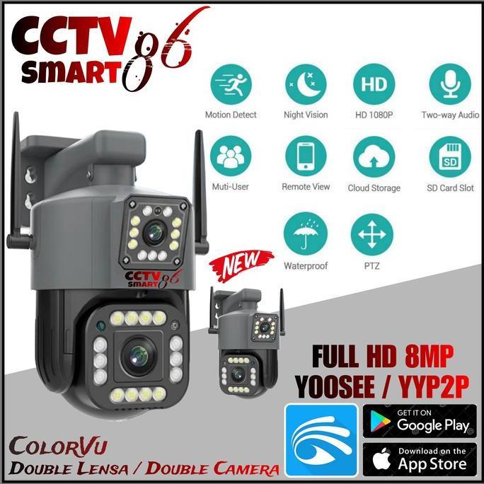 Yoosee IP Camera PTZ Doble Lensa Full HD 8 MP CCTV Double Camera Outdoor
