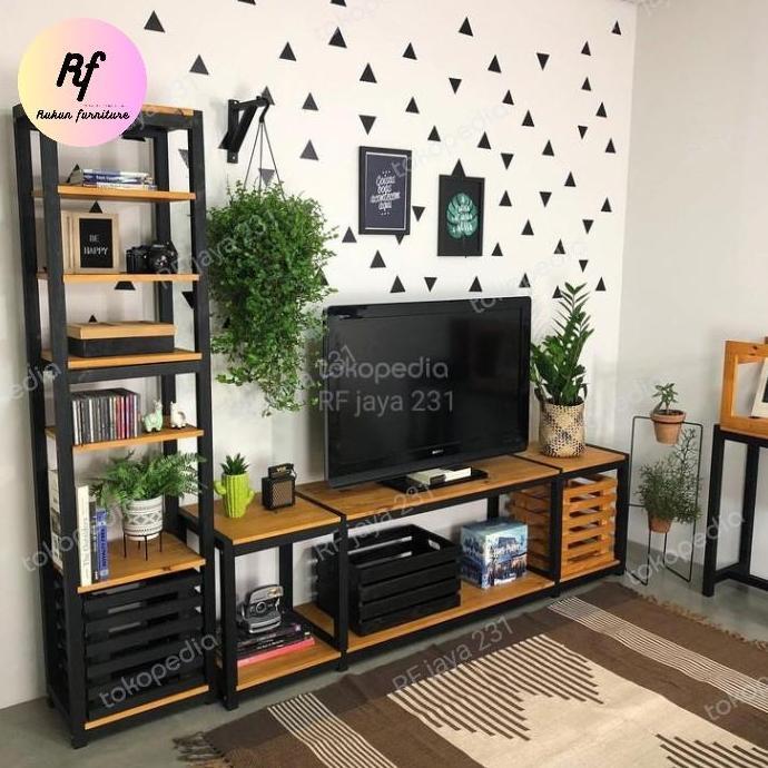 Terlaris Rak Tv Modern / Rak Tv Kombinasi Besi Kayu