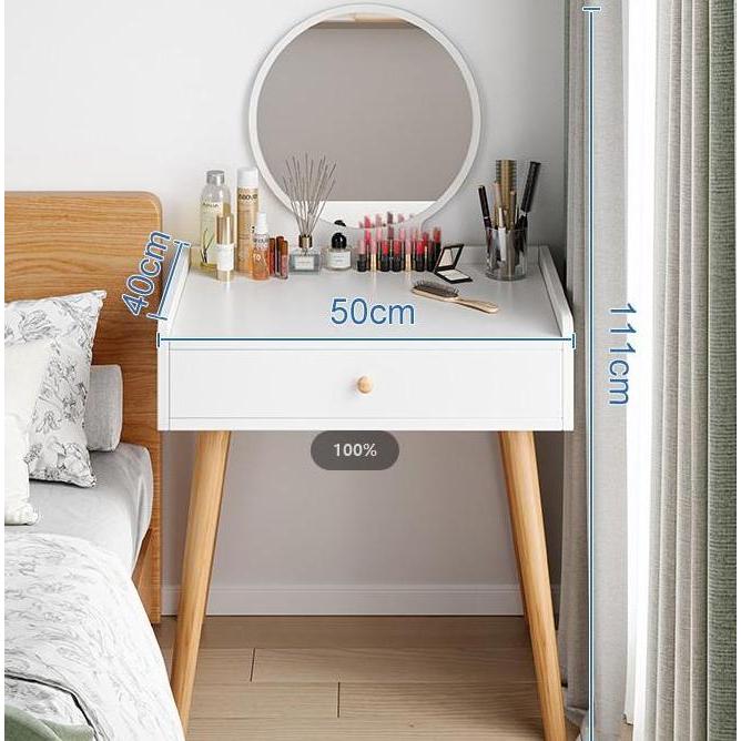 Meja Make Up Mini Multi Tempat Elegance Dengan Kaca Bundar CO