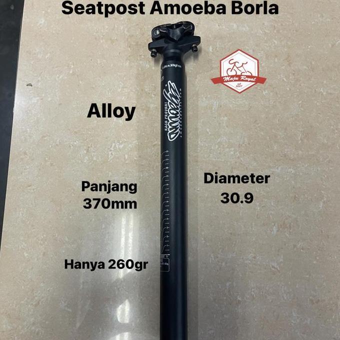 Seatpost Amoeba Borla 30.9 370mm 37cm Alloy Black Hitam Sepeda MTB New