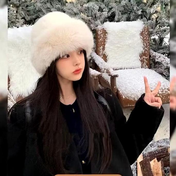 MONGOLIAN WOMAN WINTER FUR HAT TOPI WANITA BULU MUSIM DINGIN
