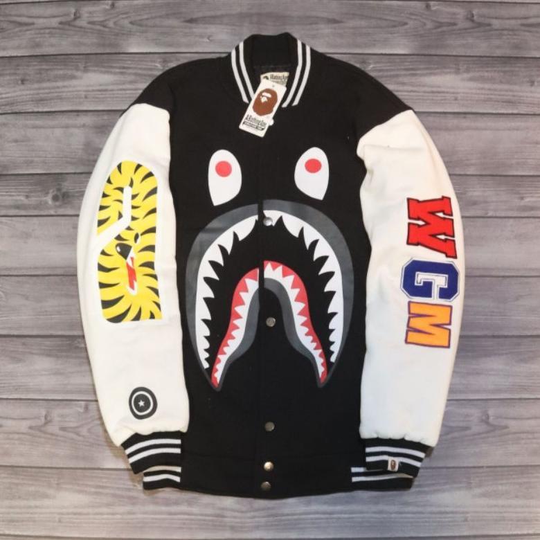 VARSITY BAPE WGM FULL TAG & LABEL - JAKET VARSITY WGM BAPE SHARK AUTHENTIC PREMIUM - AAPE BY A BATHI