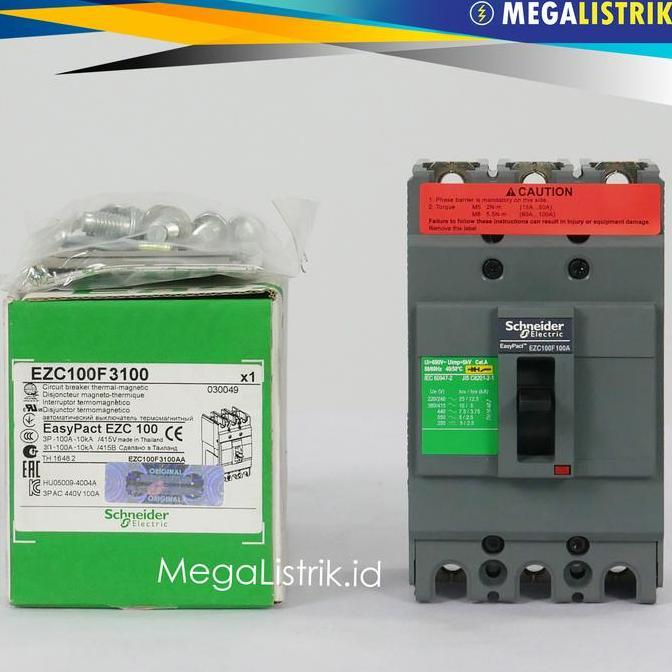 TERMURAH - Schneider MCCB 3P 100A EZC100F3100 / NFB 3 Phase 100 Ampere EZC EasyPact Breaker EZC100F