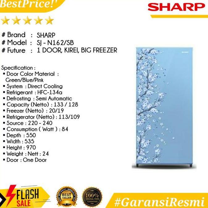 Grosir Kulkas 1 Pintu Sharp Sj-N162 Sj N162 Kirei Big Freezer New Model Promo