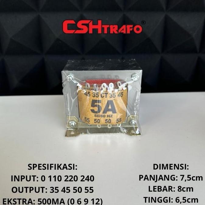 BEBAS ONGKIR - Trafo Kotak CSH Best Quality 100% Tembaga Murni 5A CT 55V (trafo kecil)