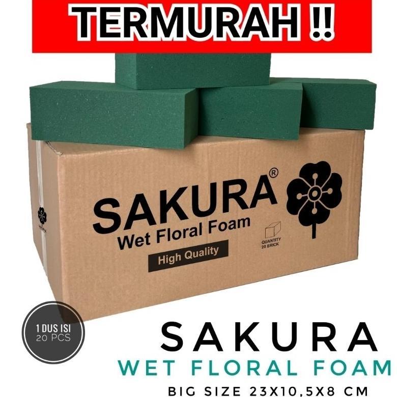 1 DUS ISI 20 PCS BUSA BASAH OASIS SAKURA / OASIS BASAH / SAKURA WET FLORAL FOAM / FOAM BASAH BUNGA S