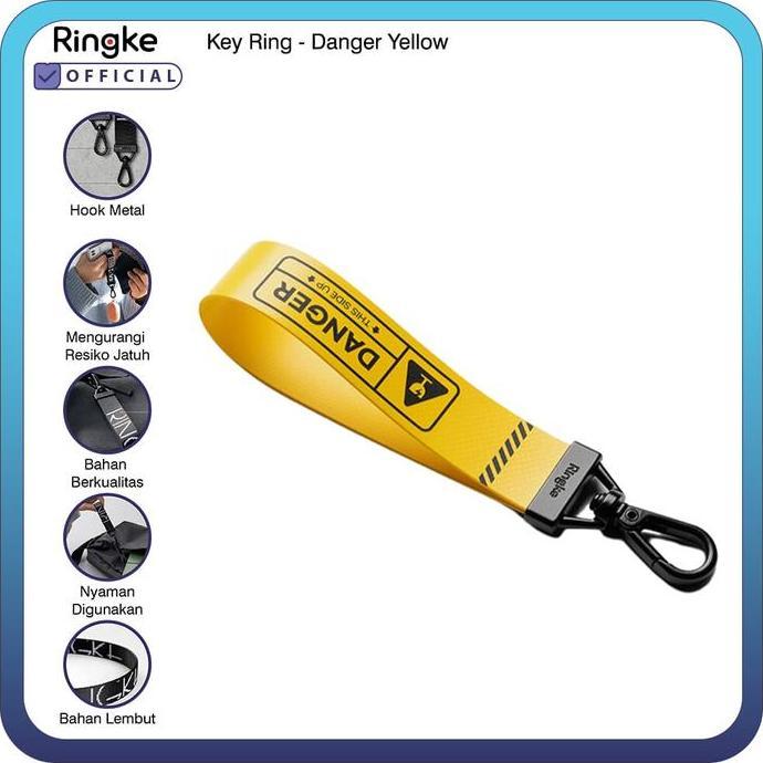 Ringke Key Ring Compatible For Universal Danger Yellow Kuning Kantong Casing Tempat Airpods Pro Earp