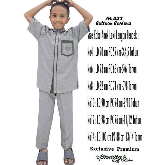 Setelan Celana koko anak laki-laki Model full kancing model terbaru koko eternity bahan katun Cordov