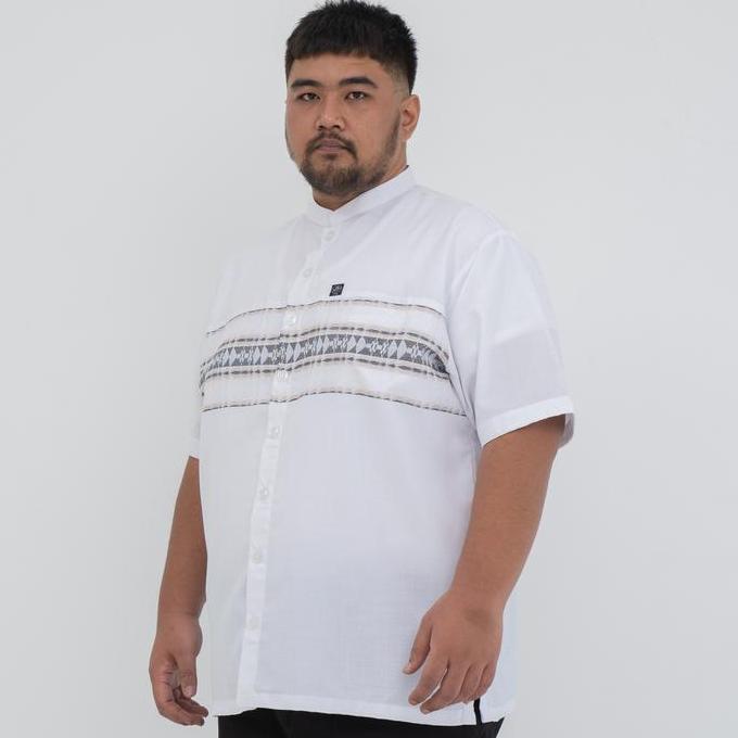 Kemeja Koko Jumbo Big Size Pria Laki Cowok Linen Putih Voicnot BAH 625 Terlaris