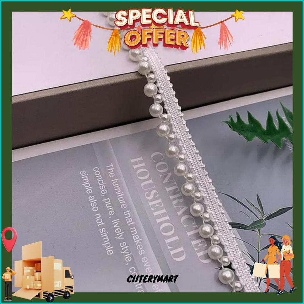 Pita Mutiara Trim Renda Manik Manik Handmade Poliester Aksesoris Pakaian Tradisional Termurah Banget